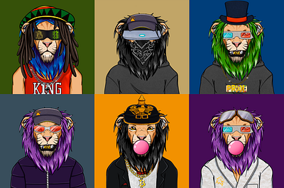 lion illustration lion nft рисунки