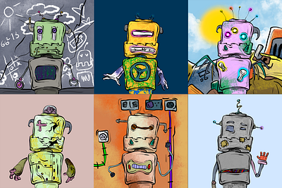 RObot town illustration nft nftart robot рисунки
