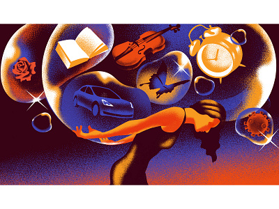 illustration for de Correspondent bubble design future illustration magazine vintage