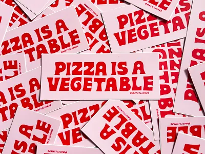 Pizza is a Vegetable Stickers bumper sticker digital art drawing food graphic design hand lettering illustration letters pink pizza type typography vegan vegetables vegetarian whiskermilk