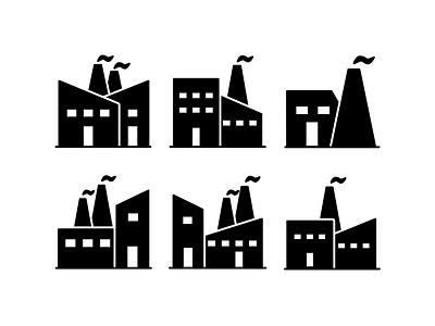 Set of factory icons graphic illustration