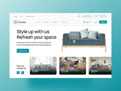 Furnice Web Design Hero and Header desain website design website furniture graphic design hero hero website ui ui design user interface web design website website design