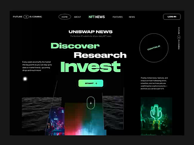 NFT News Interactive Landing Page Design article authors community content creator descover information platform minting modern ui news news website newsfeed newsletter nft nft market nft news popular articles socialapp ui animation web3