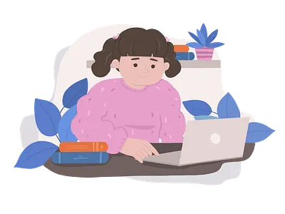 Kid Coding - Girl child coding computer girl handdraw illustration kid laptop teknology