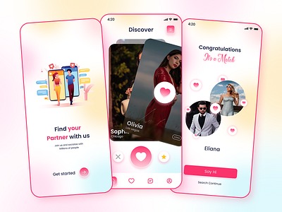 Online Dating App UI Design animation branding design figma graphic design illustration lottie animation ui vector