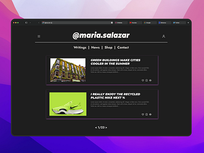 Personal Blog Dark Mode app blog branding design digitalproduct graphic design nike personal blog shop ui ui ux ux