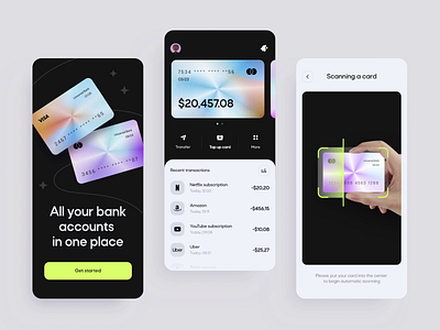 Banking mobile app animation app animation app design banking banking app credit card finance fintech fintech app mobile app mobile app design mobile banking mobile ui money online wallet scanner scanning transaction ui ux