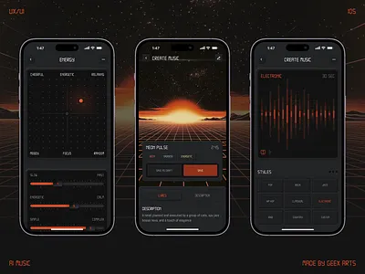 AI Music Generator ai concept app ios material music music generator neomorphism retro ui vaporvawe