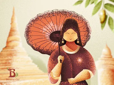 Burmese Girl in Traditional Dress adobe illustrator ancient pagoda artwork burmese burmese girl girl golden land grain texture grainy illustration illustration art illustration design model myanmar pagoda sketch traditional dress traditional dress illustration vector illustration vectorart
