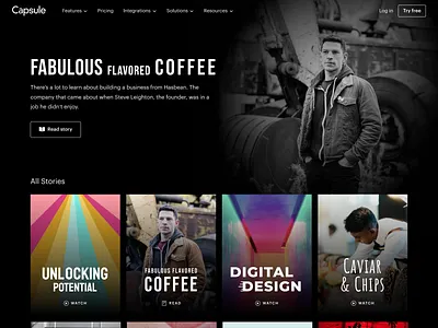 Customer Stories clean crm dark background marketing saas web design