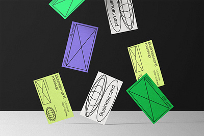 Falling Business Card Mockups V2 Front View stationery mockups