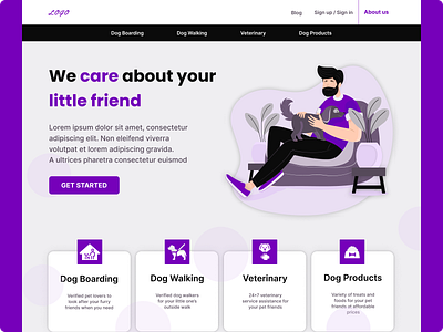 Landing Page dailyui figma landing page petcare landing page ui ux website design