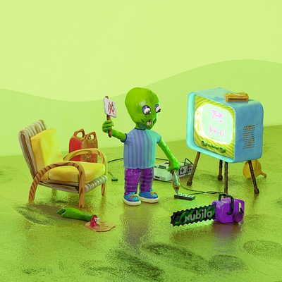 Kill&vote zombie. 3d 3d design 3dart 3dnation blender blue branding chair graphic design green illustration instagram light mobile motion graphics texture tv web yellow zombie