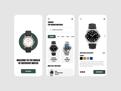 Watch Store App app branding design e commerce app design illustration logo typography ui ux vector