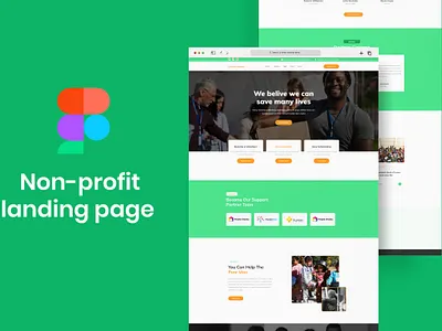 Non-profit landing page branding figma home page design landing page design mobile app design ui webpagedesign website design