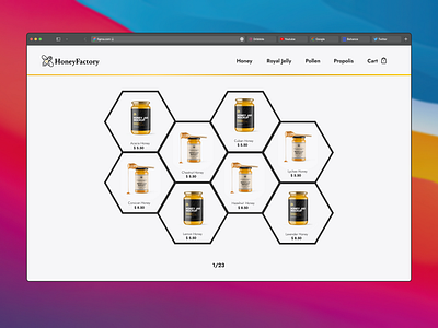 Honey Shop Hexagonal Grid Layout app branding design digitalproduct ecommerce graphic design hexagonal hexagonal design hexagonal grid honeycomb honeycomb design honeycomb grid illustration logo mobile saas ui ui ux ux vector