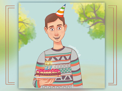 Happy birthday my love🥳 2d book illustration boy character boyfriend illustration cake illustration character character design characterdesign children book illustration congratulations greeting card guy character happy birthday art happy birthday card illustration pie illustration ui