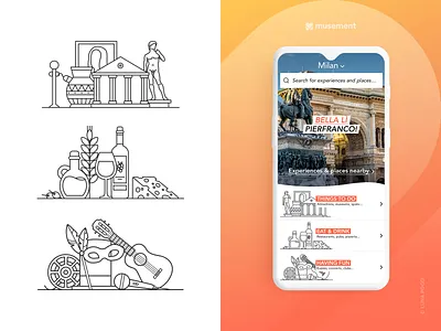 Musement App 🏆 - Illustrations set app branding flat icon illustration musement travel travel icon travel icons travel illustration travel illustrations travel ui ui ui app ui design ui illustrations ux vector