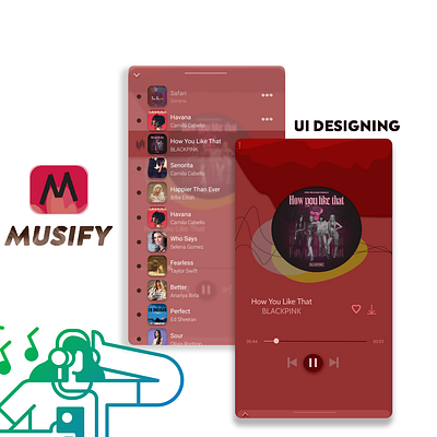 LOGO AND UI DESIGN FOR A MUSIC APP app branding graphic design logo mobile ui