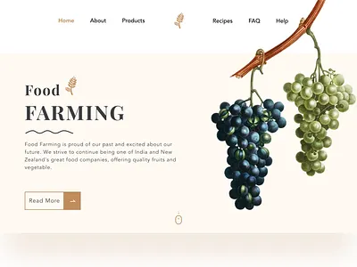 Food farming landing page adobe xd app ui design ui