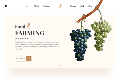 Food farming landing page adobe xd app ui design ui