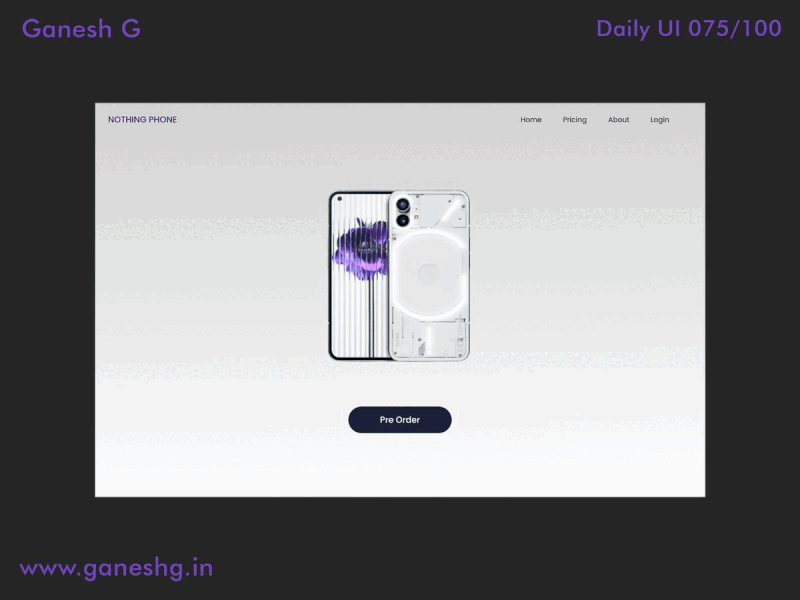 Pre Order Nothing Phone app branding conistentcy dailyui design illustration logo ui ux vector