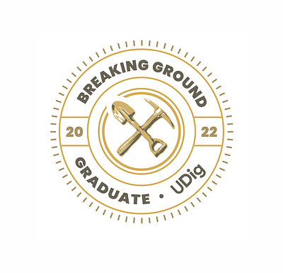 "Breaking Ground" intern program graduation badge logo