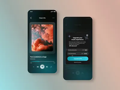 Music Streaming App app cool dark dark theme design minimal mobile mobile app design mobile design modal music streaming paywall popup streaming music ui user interface ux