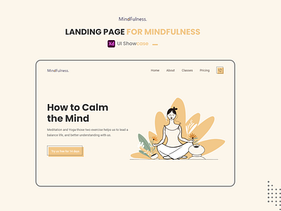 LANDING PAGE FOR Mindfulness amazing design app app design branding clean design illustration landing page landing page design minimal design mobile ui ui ui ux graphic design ux web design website