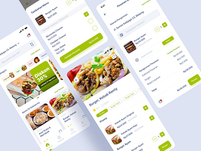 Food Delivery - Mobile App Design checkout delivery delivery app design food food app design food delivery ui foodapp foodie green mobile app order ui uiux user interface ux