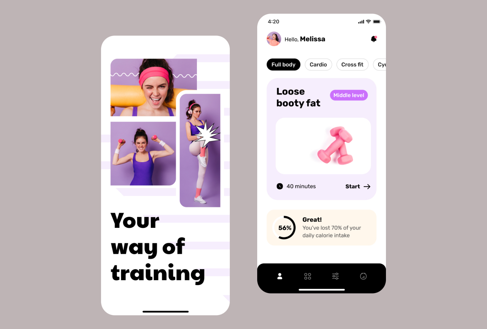 Example of Fitness Mobile app UI design