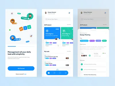 Task Management App app clean daily task light manage management management app minimalist mobile mobile app phone productivity project schedule splashscreen task app tasks team ui uiux