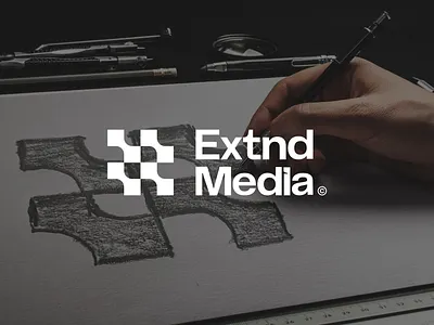 Extnd Media Brand Logo agency brand branding creative design extend geometric identity logo logo design media minimalistic production rixlab studio team videography