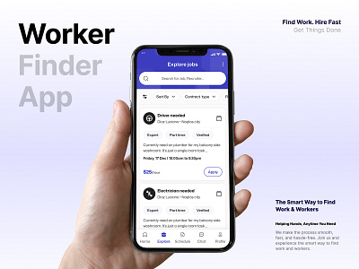 Job Searching Interface Design for Worker Finder App 🔎 app design clean design job searching minimal ui ui design ux ux design worker finder worker finder app