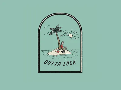 Outta Luck digitalart hawaiian illustration island ocean skateboard skeleton skull tropical