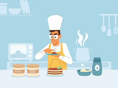 chef cooking character design flat illustration graphic design illustration minimal vector