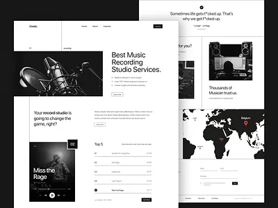 Onedio. - Recording Studio Services Landing Page✨ music music brand music landing page music records music streaming producer radio radio fm radio stream record recording studio records spotify streaming studio trending ui ui ux web design website landing page