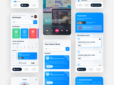 Awe-Fun! (Learn App) blue case study design gradient learn app mobile mobile design school app trend ui uiux uiux design ux