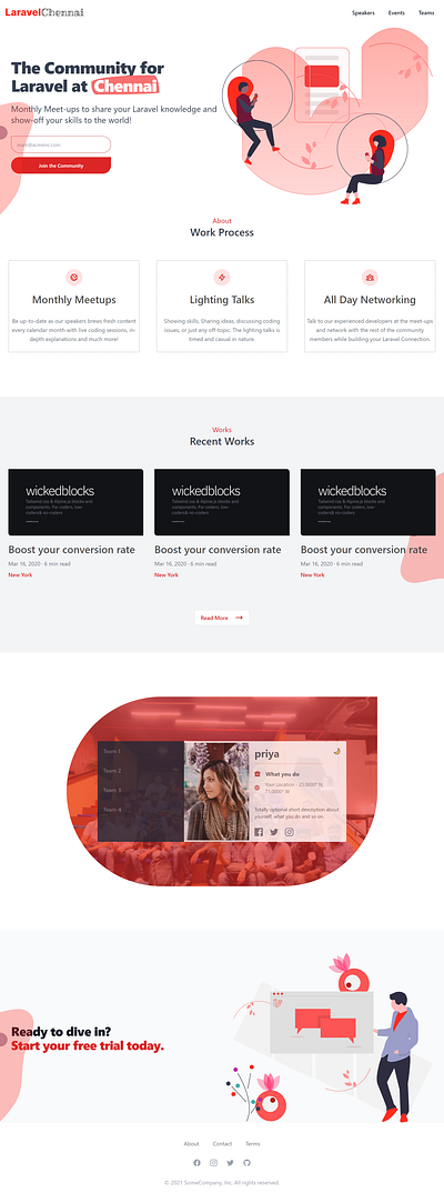 Laravel Chennai Community branding design figma ilustration ui designq ux design website