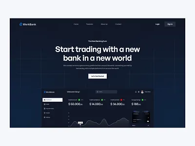 WorkBank: Landing Page Hero bank bank landing banking banking landing banking landing page blue creative design fintech fintech landing hero hero design landing page ui user interface design web website design