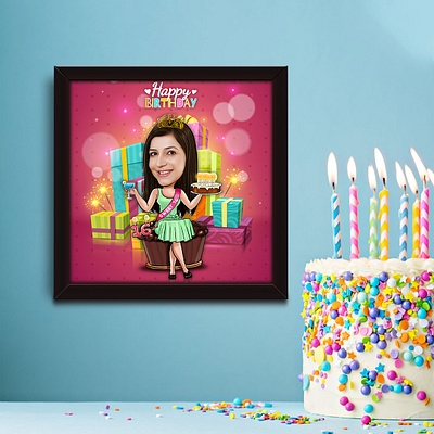 Birthday Caricature Frame caricature caricature frame caricature gifts design designer gifts graphic design illustration personalised gifts photo