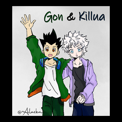 Gon and Killua from HunterXHunter animation anime app fanart gon freeces hxh illustration killua zoldyck krita raster art