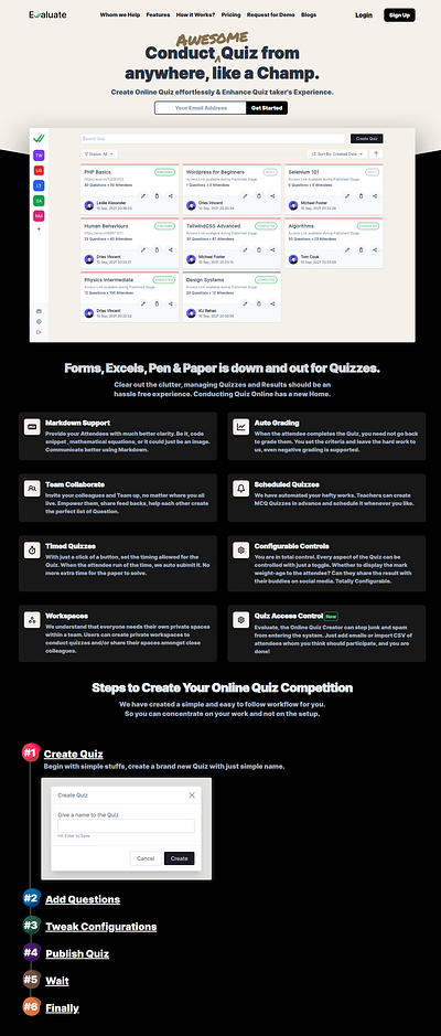 SaaS Product - Conducting a Quiz design figma tailwindcss ui design ux design vector