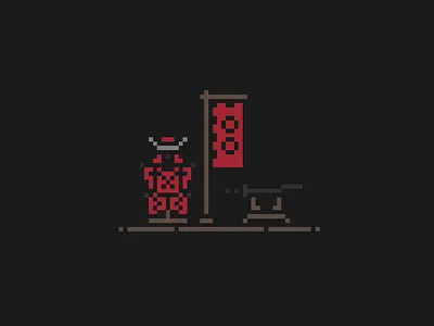 Bushido: the way of the warrior 1bit illustration japanese minimal pixel samurai