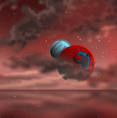 Celestial Views - Blood Moon Variant art background art background design clouds design dribbble fresh illustration illustration art illustrator logo new planet planets space trends trendy ui variants wallpaper art