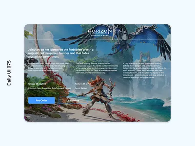 Daily UI 075 | Pre-Order daily ui 075 gaming horizon forbidden west pre order release web design