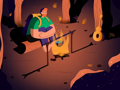 In the woods 2d adobe illustrator animation design character characterdesign environment flat graphic design illustration nature wood