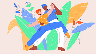 Couple dancing 2d adobe illustrator branding character characterdesign couple dancing design flat illustration love vector