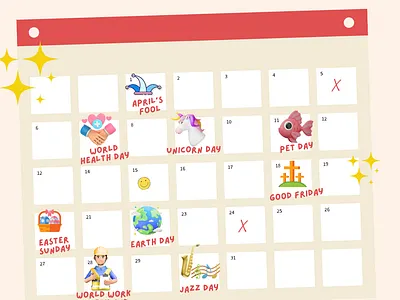 April Social Media Calendar 3d branding design graphic design icons illustration ui ux vector