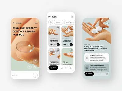 Shop online app accessibility app contact lenses figma health interface interface design ios isometry medical medicine mobile mobile app mobileappdesign shop shop online ui ux ux ui design